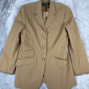 Ralph Lauren Men's Wool Blazer Camel/tan Size 12 Iconic Horse Head Buttons